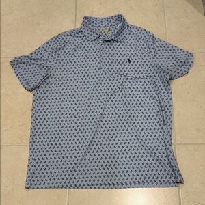 Polo by Ralph Lauren Light Blue Polo with Navy Paisley Motif